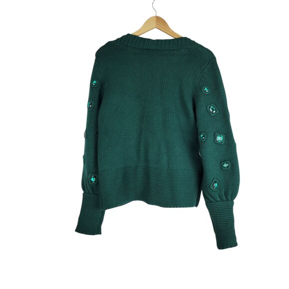 Boston Proper Cardigan Sweater Jeweled Emerald Green Women's size Large NWT - Picture 2 of 12